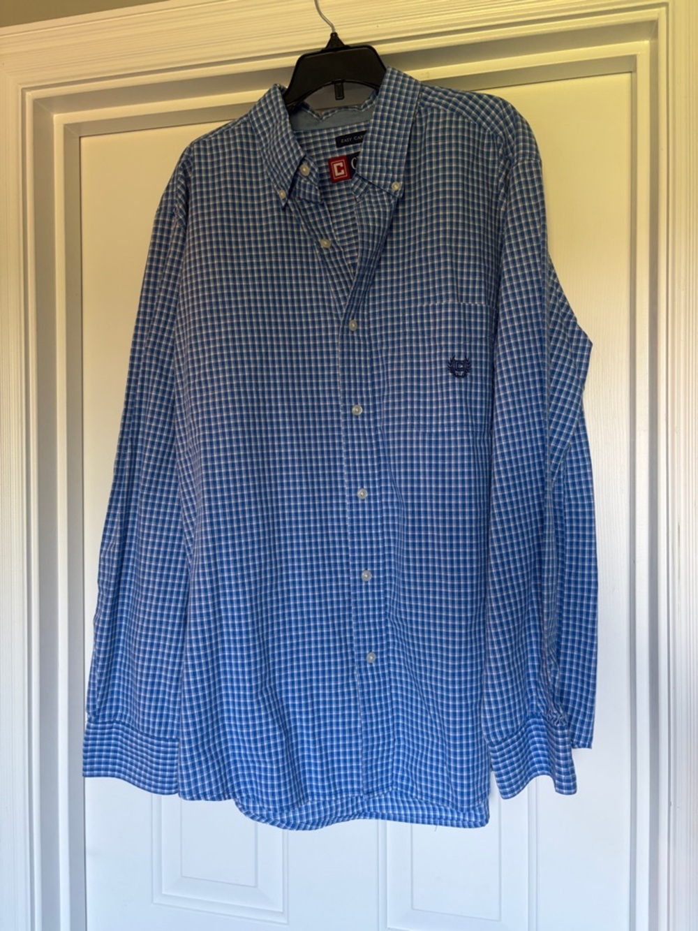 Chaps Blue and White Checked Button-Down Shirt